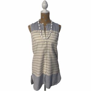 Merona Cream and Blue Striped Sleeveless Top